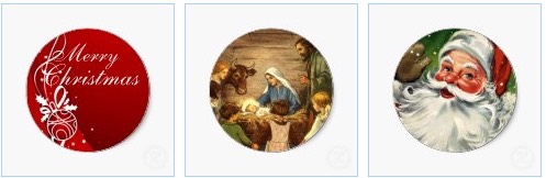 Merry Christmas Sticker, Nativity Scene with Baby Jesus, Vintage Santa Claus sticker