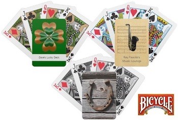 Lucky Clover Irish Playing Cards, Lucky Horseshoe cards and Saxophone Playing Cards that you can customize and personalise at Zazzle